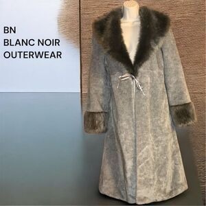BN BLANC NOIR Outerwear Gray Soft Faux Fur Long Evening Formal Overcoat Coat
